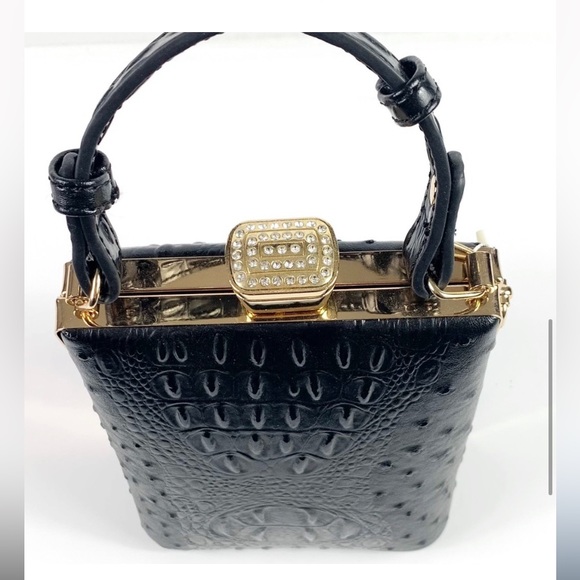 Isabelle Vegan Jewel-Top Satchel Bag with Crossbody Strap - Picture 2 of 9